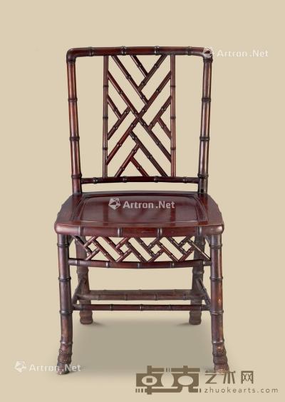  清代（1644-1911） 红木竹节纹椅 长49cm；宽46cm；高90.3cm