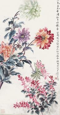  花卉 立轴 纸本