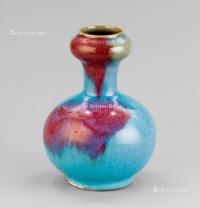  宋代-元代（960-1368） 钧窑红斑蒜头瓶