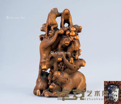  耳云 黄杨木雕猴山摆件 长9.8cm；宽7.7cm；高15.6cm