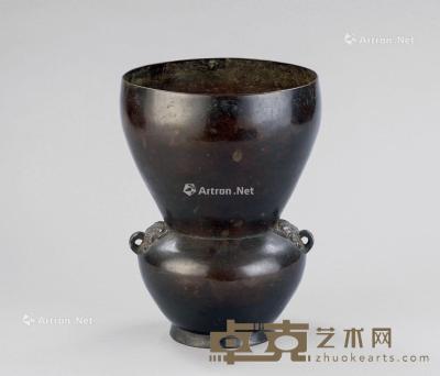  铜铺首耳花瓶 直径17.5cm；高23.4cm