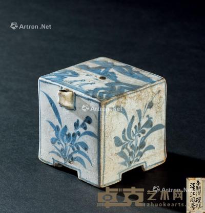  李朝（1392-1910） 青花汉江风景花卉纹水滴 长7cm；宽6.4cm；高6.3cm