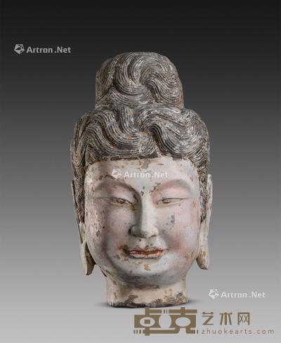  隋代-唐代（581-907） 彩绘佛首 高29.5cm