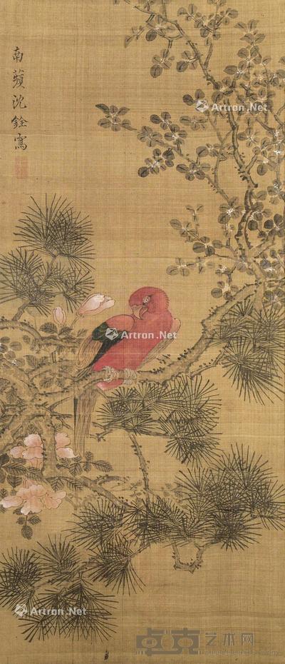  花鸟 立轴 设色绢本 67×28.5cm