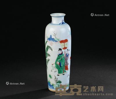  五彩人物纹瓶 直径8.1cm；高24.6cm