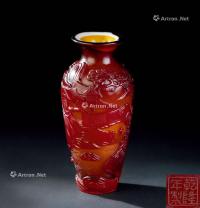  清代（1644-1911） 红料亭台楼阁人物纹瓶