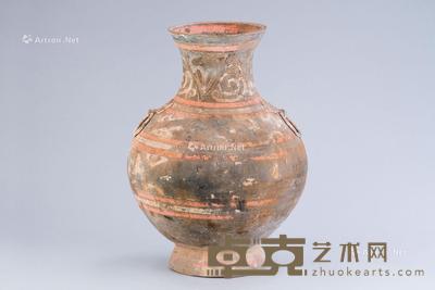  汉代（B.C.206-A.D.220） 彩陶螭龙纹铺耳尊 直径28.3cm；高38.7cm