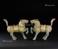  唐代（618-907） 青铜鎏金骏马  （一对）