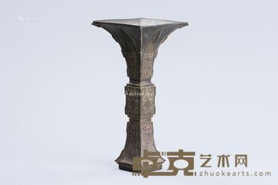  铜饕餮纹四方花觚 长11cm；宽10.7cm；高23.8cm