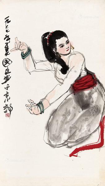 舞女 镜心 纸本