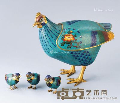  铜掐丝珐琅合家吉祥摆件 （四件一组） 尺寸不一