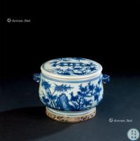  明代（1368-1644） 青花花鸟纹双兽耳香炉