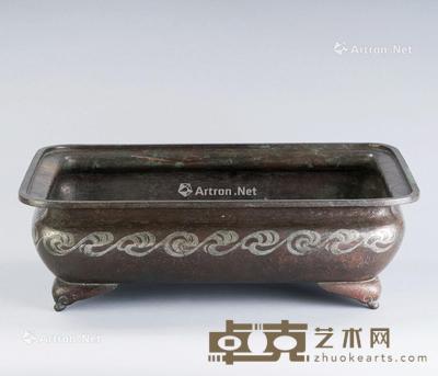  铜错银长方火盆 长53.7cm；宽37.7cm；高16.5cm