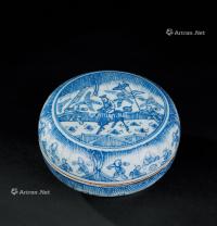  清代（1644-1911） 青花麒麟送子图纹盖盒
