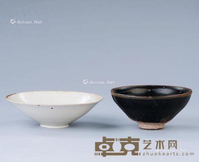  宋代（960-1279） 定窑印花碗 建窑天目茶盏 （二件一组） 尺寸不一