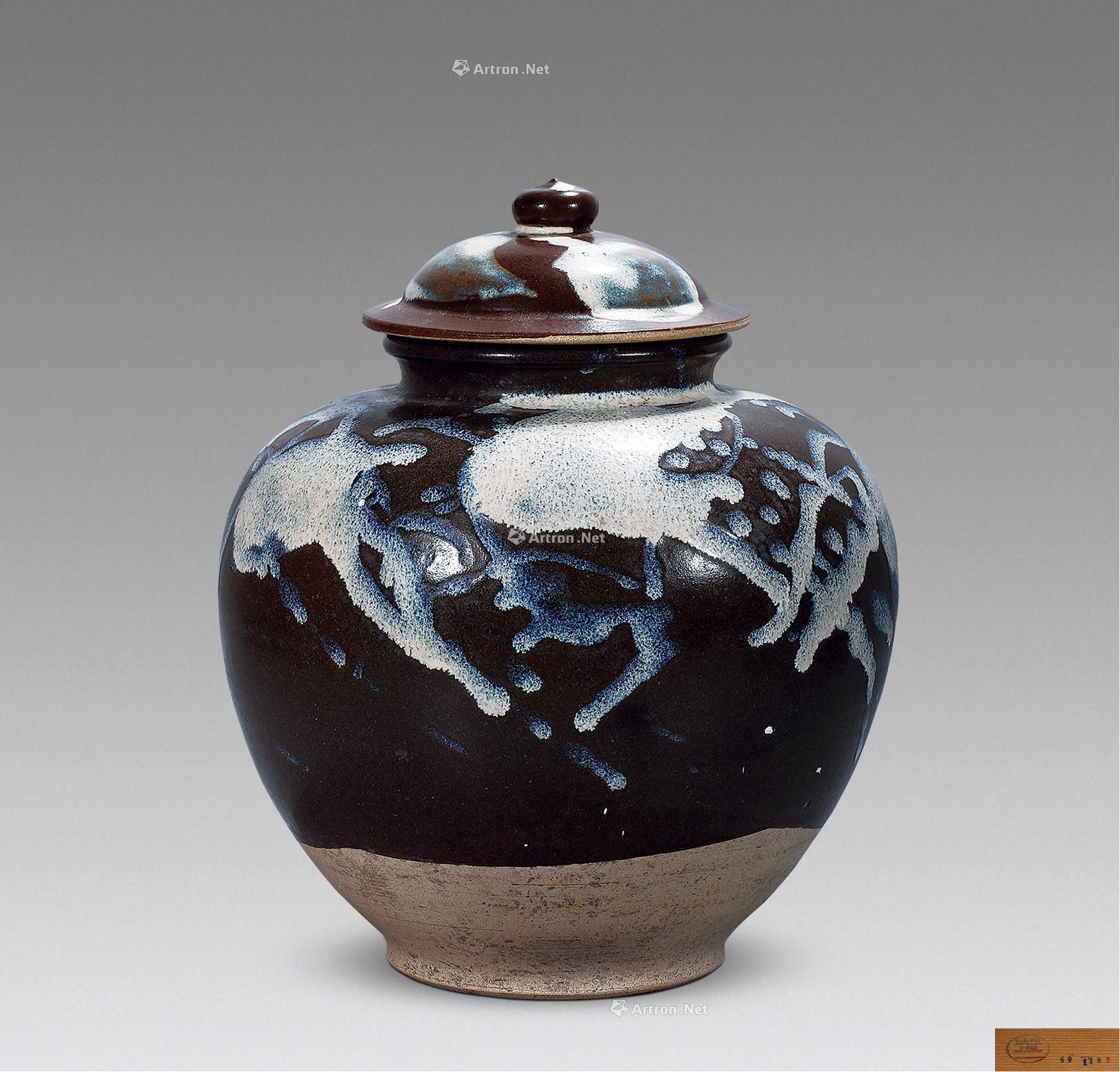 明 鲁山窑泼彩盖罐 高27cm
