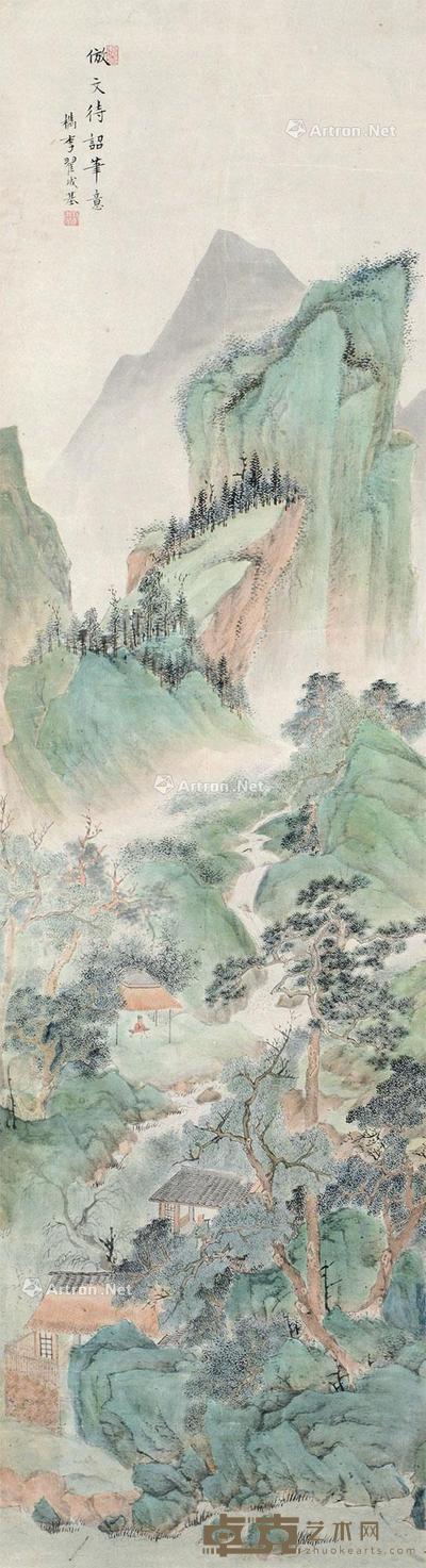  山水 立轴 设色纸本 140×38cm