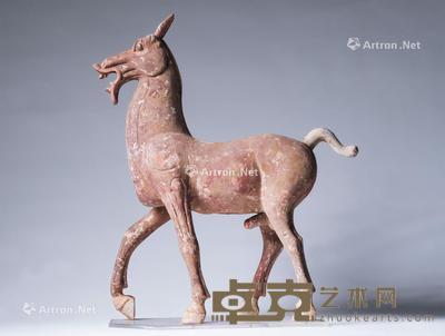  汉代（B.C.206-A.D.220） 陶加彩骏马俑 高88.5cm