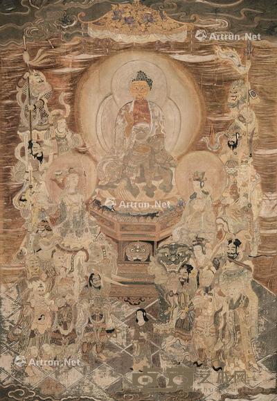  刺绣 十六善神图 152×218cm
