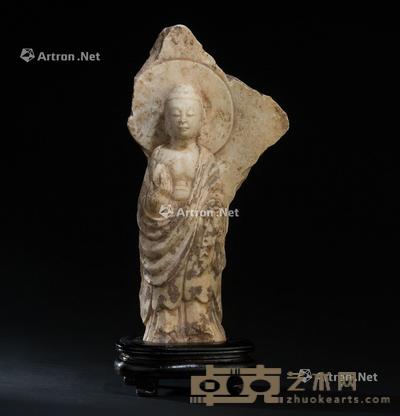  唐代（618-907） 汉白玉雕释迦牟尼佛立像 通高：34.8cm