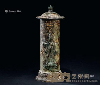  铜鎏金佛经筒 直径11cm；高29cm