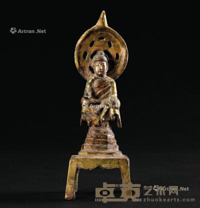  唐代（618-907） 铜鎏金释迦牟尼佛座像 高17.2cm