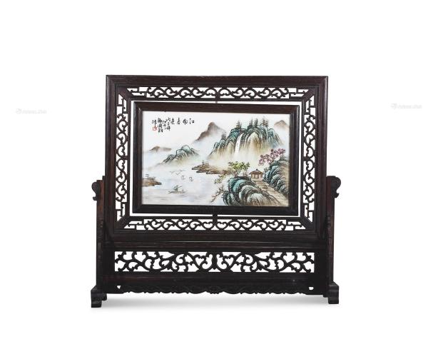  20世纪 江南春色瓷板插屏