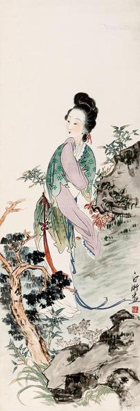  仕女 立轴 纸本
