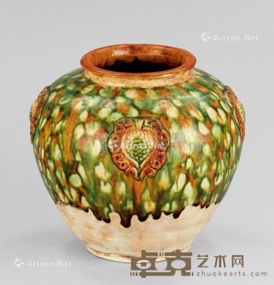 唐代（618-907） 三彩花卉纹罐 直径21.8cm；高21cm