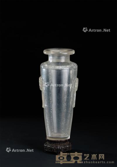  清乾隆（1736-1795） 水晶？料器？双铺耳瓶 直径11cm；高25.5cm