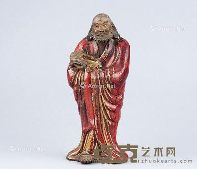  清代（1644-1911） 石湾窑达摩渡江立像 高22.2cm