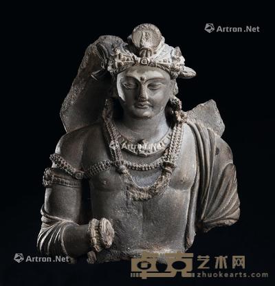  3-4世纪 石雕犍陀罗半身像 高35.8cm
