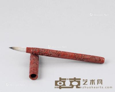  明代（1368-1644） 剔红松下高士纹毛笔 高23cm