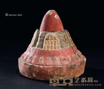  宋代（960-1279） 陶加彩佛塔 直径11.9cm；高11.3cm