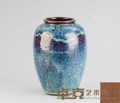  紫砂胎炉钧釉瓶 直径17.1cm；高23.5cm