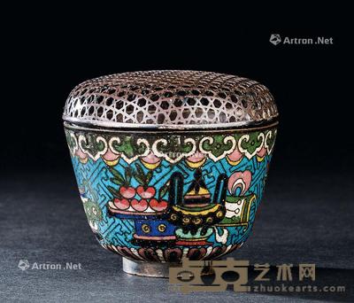  清代（1644-1911） 铜掐丝珐琅清供纹香炉 直径7.7cm；高5.4cm