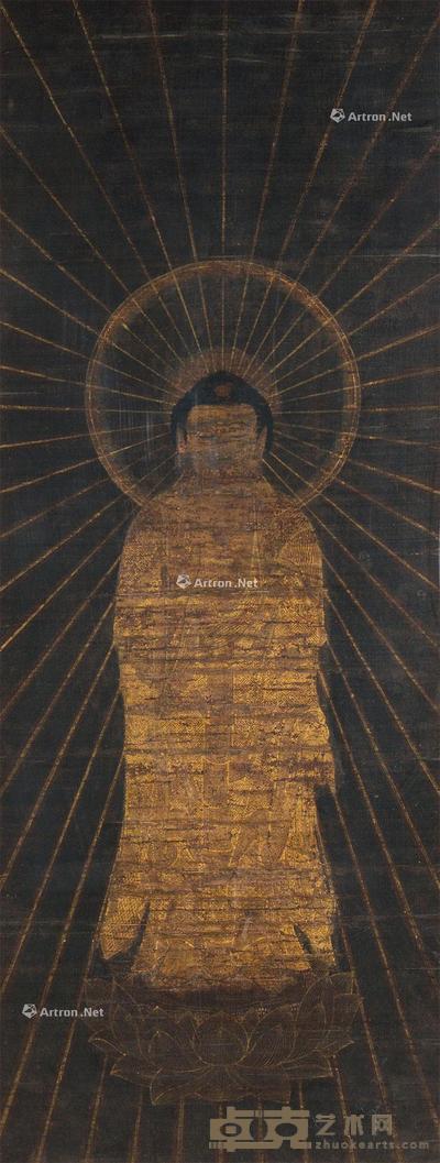  佛画 镜心 设色绢本 91×34.5cm