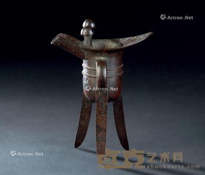 铜弦纹爵杯 长12.4cm;宽7.5cm;高6.6cm