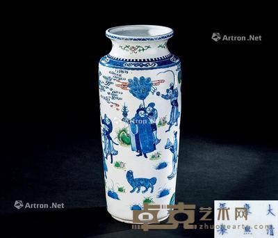  清代（1644-1911） 五彩人物故事纹筒瓶 直径17.8cm；高42cm