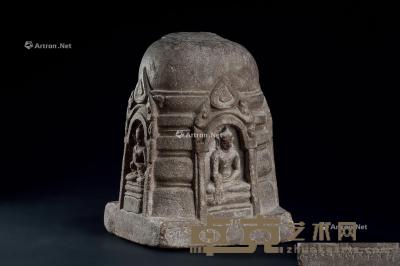  明代（1368-1644） 石雕四面佛塔 长15.5cm；宽14.2cm；高21.7cm
