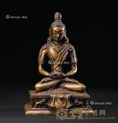  清乾隆（1736-1795） 铜鎏金无量寿佛座像 高15cm