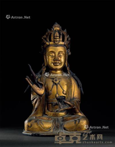  明代（1368-1644） 铜鎏金观音座像 高35cm
