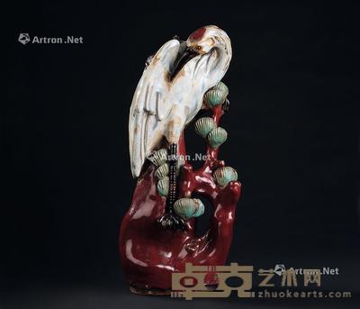  石湾窑松鹤延年纹瓶 高45.5cm