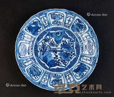  明晚期（1638-1644） 青花花卉草虫纹盘 直径21.3cm；高3.6cm