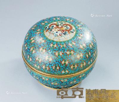  清代（1644-1911） 铜掐丝珐琅海水龙纹盖盒 直径22.7cm；高16.6cm