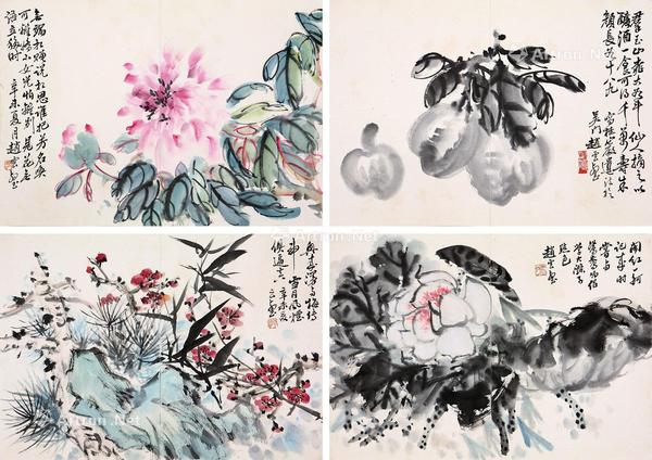  花卉册页 册页 (八选四) 设色纸本