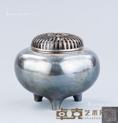  纯银花口三足香炉 直径12cm；高8.1cm；重322g