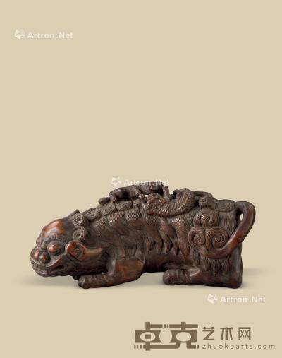  明代（1368-1644） 竹雕太狮少狮摆件 长41cm；宽15.5cm；高18.4cm