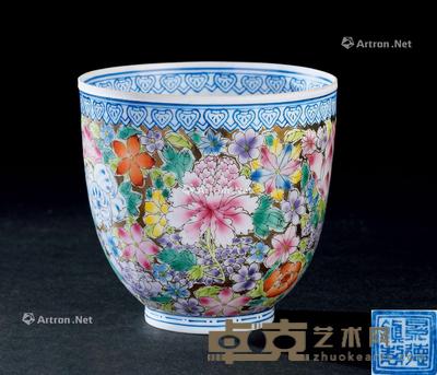  薄胎粉彩描金花卉纹杯 直径7.9cm；高7.6cm