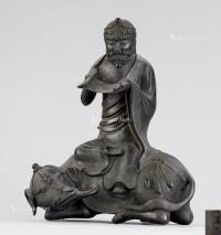  清代（1644-1911） 石叟款 铜错银普贤菩萨座像